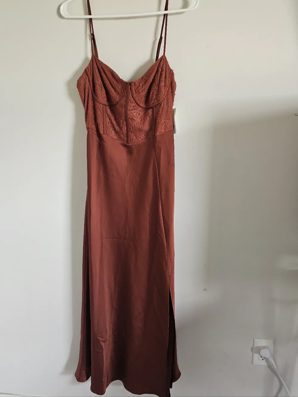 Revolve Astr the Label Satin Bustier Midi Dress in Rust - Picture 2 of 7